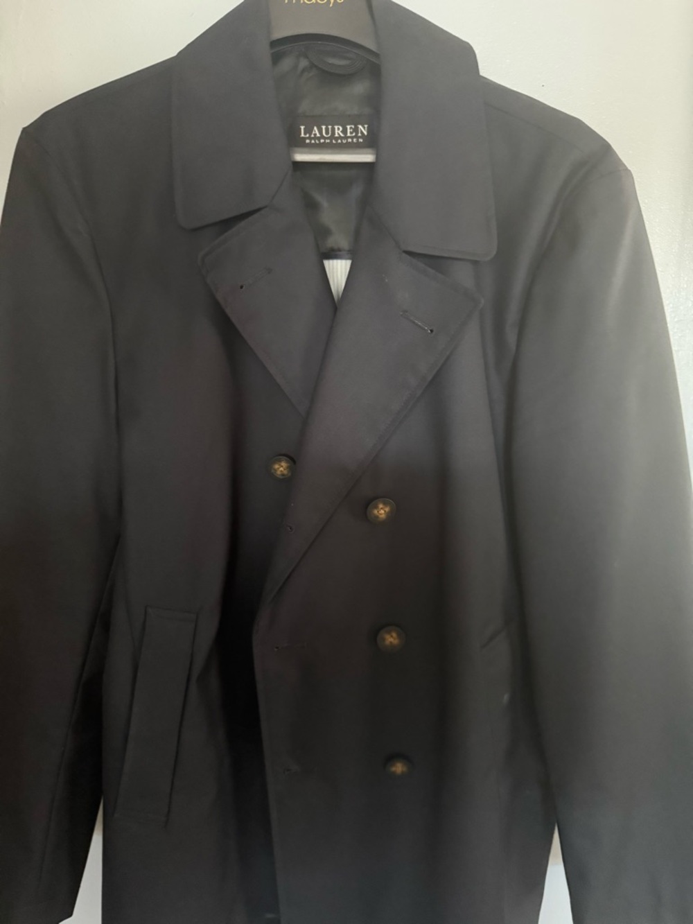 Ralph Lauren Black Double-Breasted Raincoat
